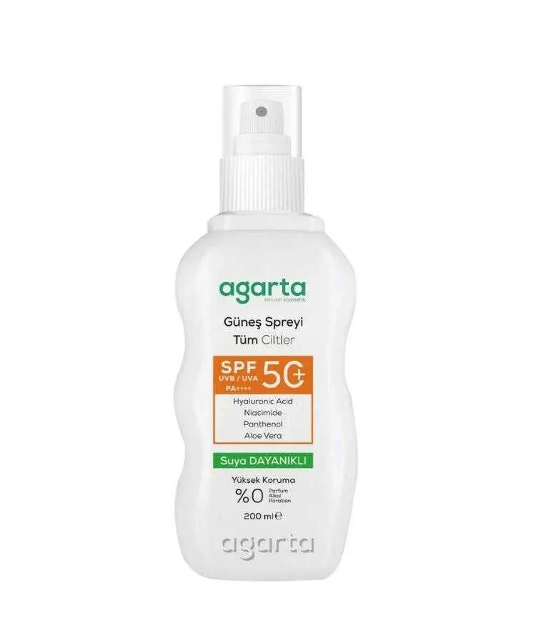 Agarta Doğal Yüksek Koruma Güneş Spreyi Spf50+ 200 ML