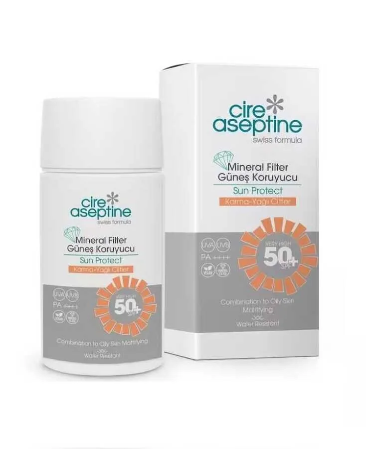 Cire Aseptine Mineral Filtreli Güneş Kremi Karma ve Yağlı Ciltler SPF50+  50 ML