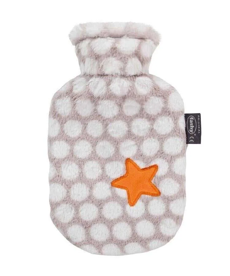Fashy Termofor Kılıflı Çocuk Sıcak Su Torbası  Benekli Turuncu Yıldız 0,8 Litre