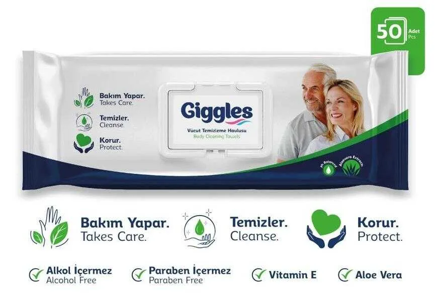 Giggles Perine Vücut Temizleme Havlusu 50'li