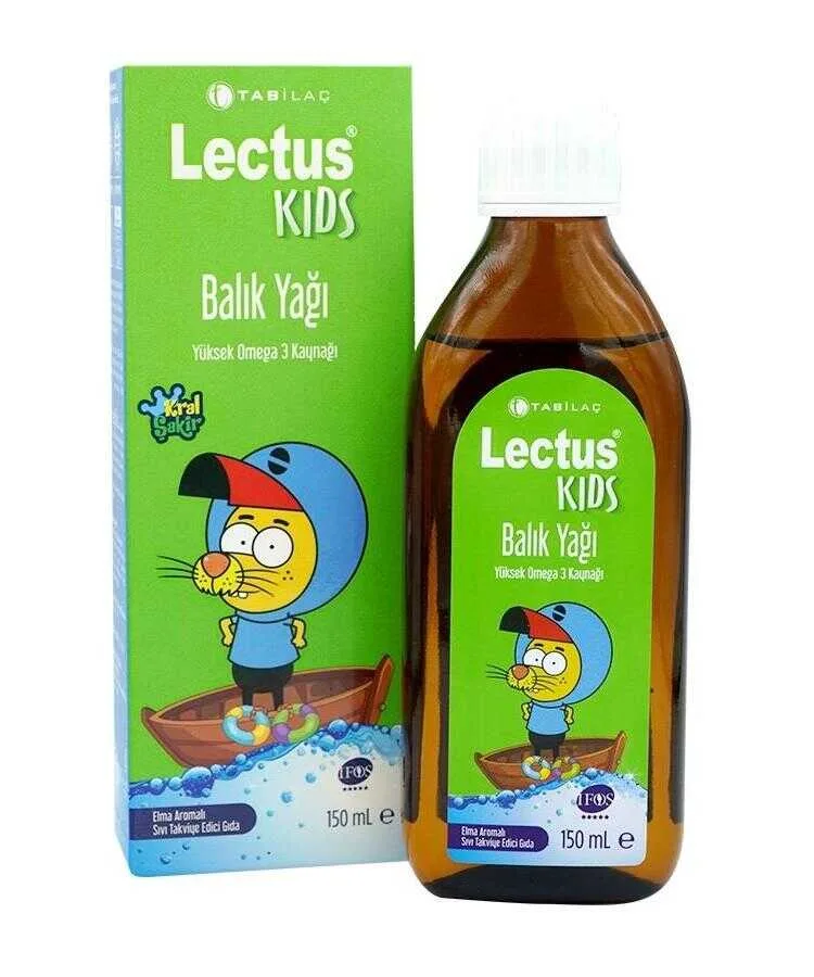 Lectus Kids Kral Şakir Elma Aromalı Balık Yağı 150 ML