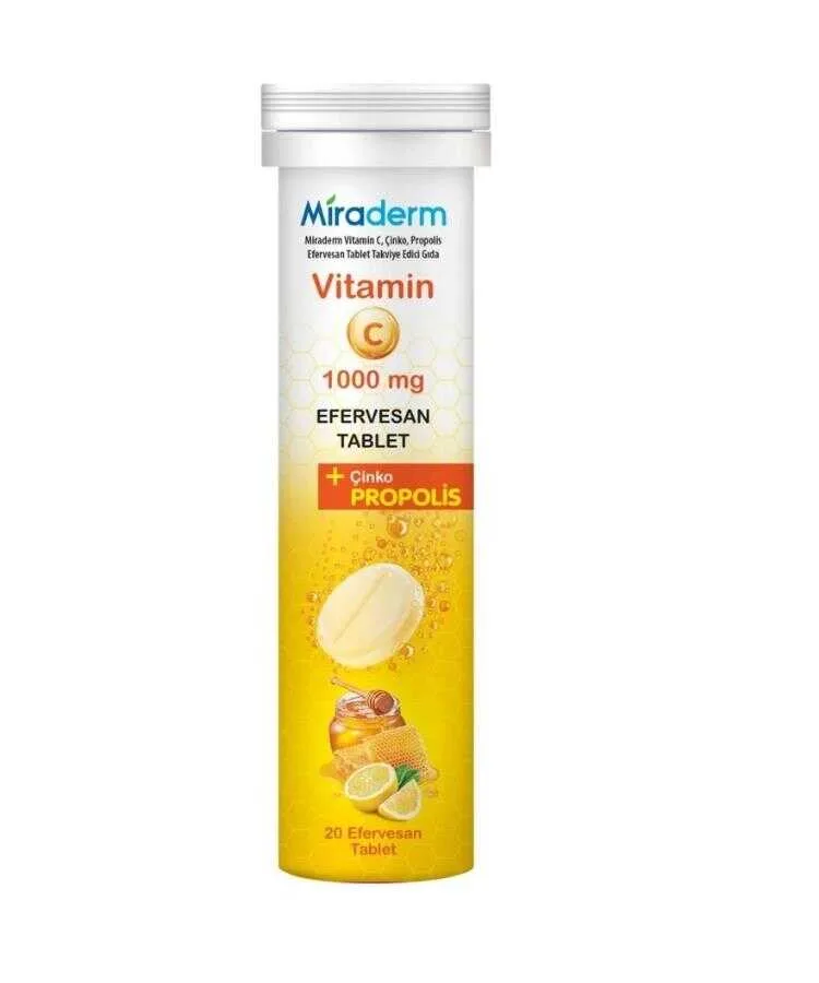 Miraderm Propolis Çinko C Vitamini 20 Efervesan Tablet