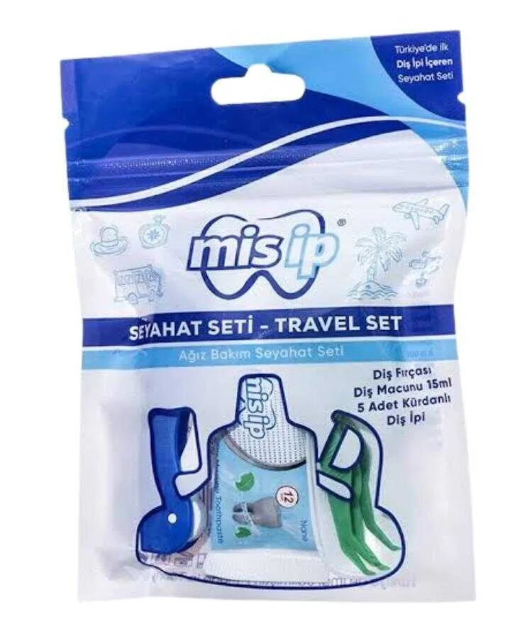 Misip Seyahat Seti Diş Fırçası + Diş Macunu 15 ml + Kürdanlı Diş İpi