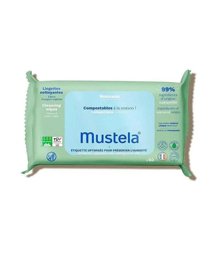 Mustela Kompost Edilebiliir Islak Mendil 60 Adet