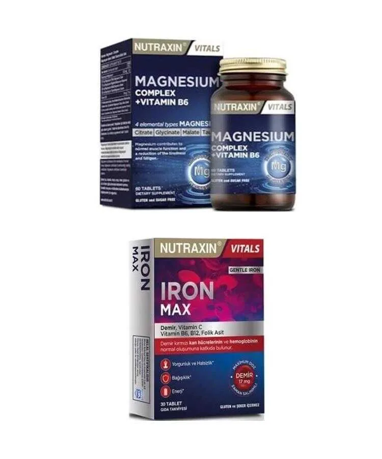 Nutraxin Magnesium Complex 60 Tablet + Iron Max 30 Tablet