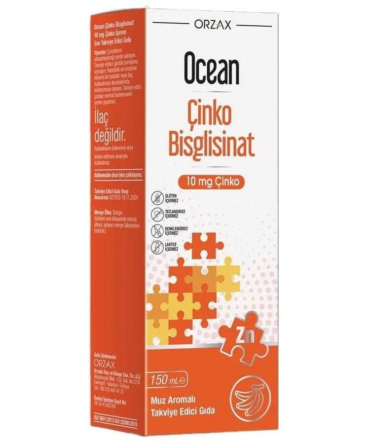 Ocean Çinko Bisglisinat Şurup Muz Aromalı 150 ML