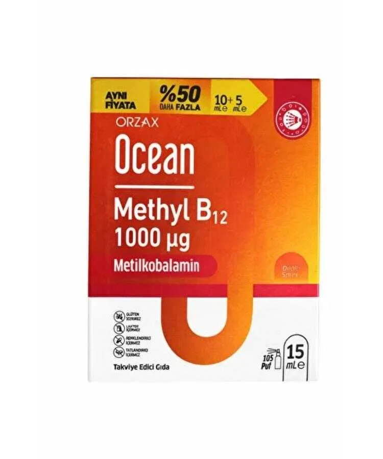 Ocean Methyl B12 Sprey 1000 mg 15 ML Avantajlı Paket