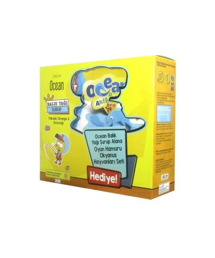 Ocean Omega 3 Portakallı Balık Yağı Şurubu 150 ML - Oyun Hamuru Okyanus Hayvanları Seti Hediyeli