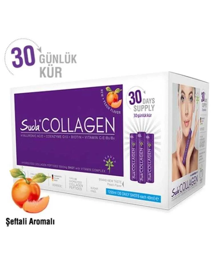 Suda Collagen Peach Flavor 30 Shots x 40 ML Şeftali Aromalı