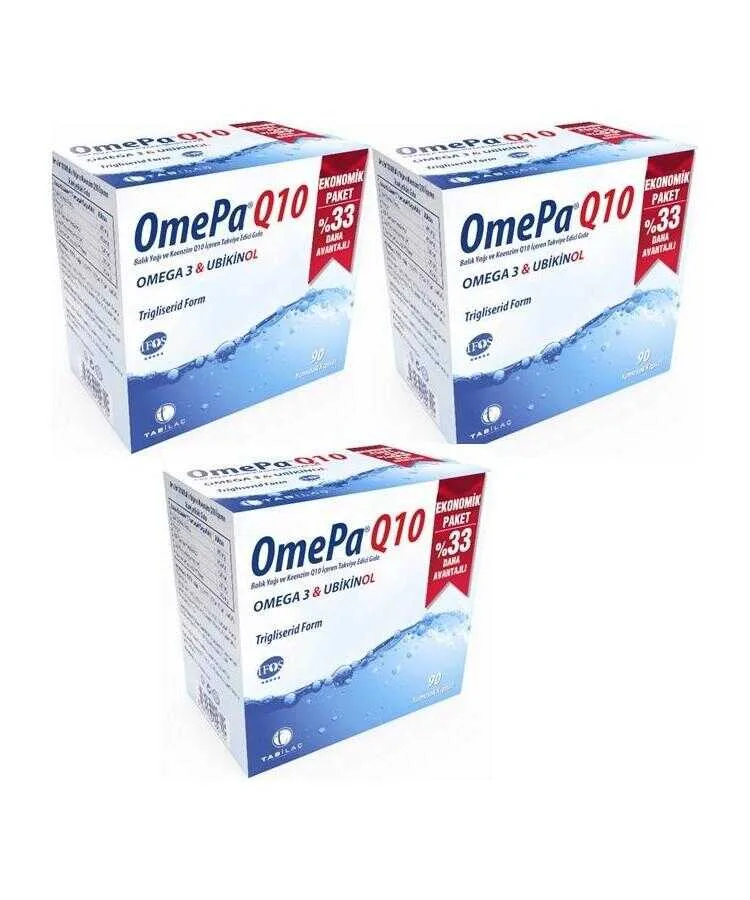 Tab Omepa Q10 Balık Yağı /  Omega 3 - Ubikinol 90 Kapsül x 3 ADET