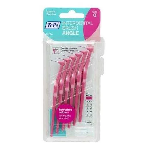 Tepe İnterdental Brush Angle Arayüz Firçasi Pembe 0,4 Mm 6'li Paket Size "0"