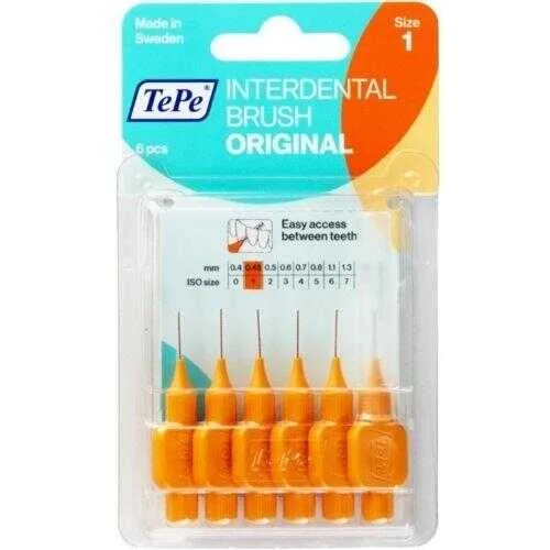 Tepe İnterdental Brush Orginal T181 Blister Arayüz Firçasi Turuncu 0,45 Mm 6'li Paket Size "1"