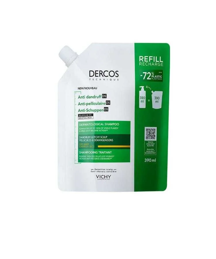 Vichy Dercos Anti Dandruff Kepek Karşıtı Şampuan 390 ML  Kuru Saçlar İçin Yeniden Dolum Paketi