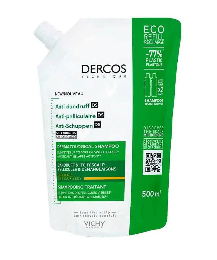 Vichy Dercos Anti Dandruff Kepek Karşıtı Şampuan 500 ML  Kuru Saçlar İçin Yeniden Dolum Paketi