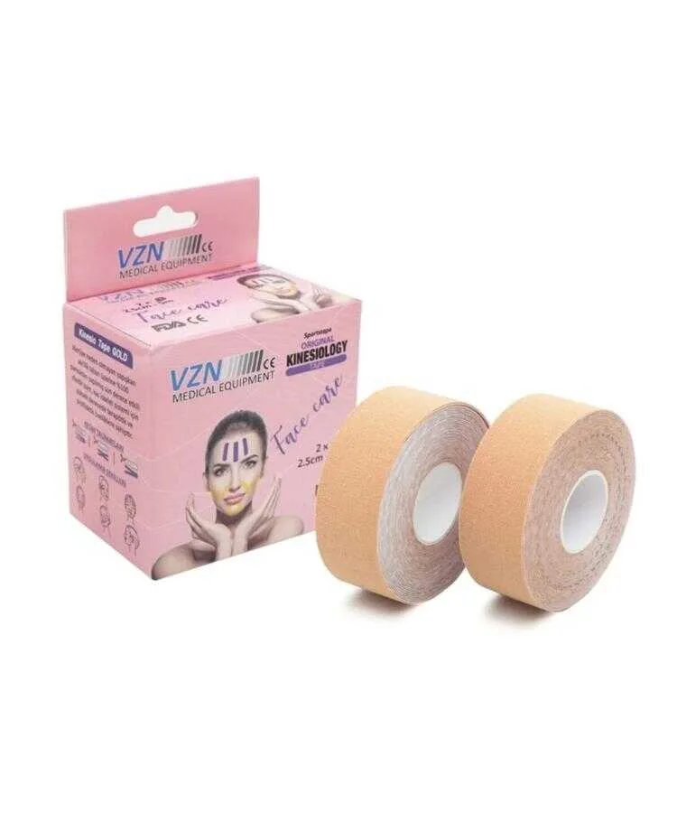 VZN Ten Rengi Yüz Yoga Bandı 2 Adet 2,5cm x 5mt Kinesyo Bandı