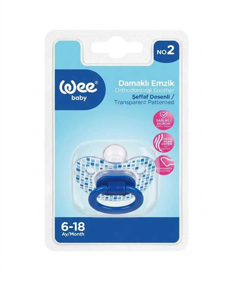Wee Baby 837 Damaklı Emzik Şeffaf Desenli 6-18 Ay - Mavi