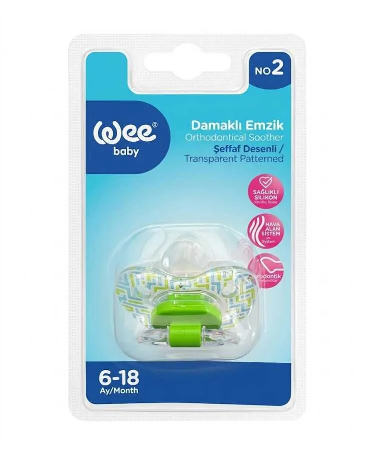 Wee Baby 837 Damaklı Emzik Şeffaf Desenli 6-18 Ay - Yeşil