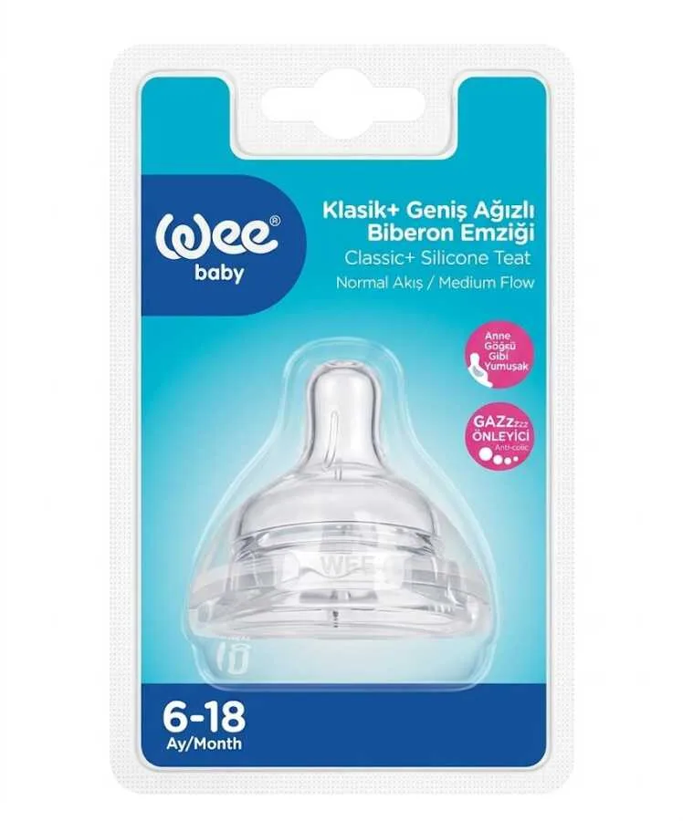 Wee Baby 853 Klasik Plus Geniş Ağızlı No:2 6-18 Ay Normal Akış Biberon Emziği
