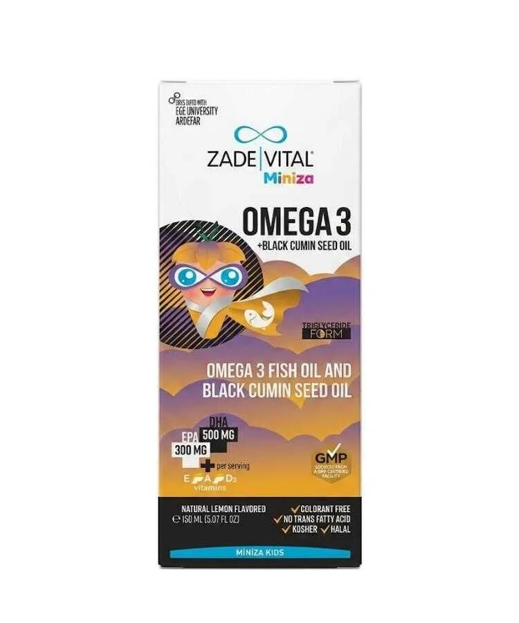 Zade Vital Miniza Omega 3 + Çörek Otu Yağı 150 ML
